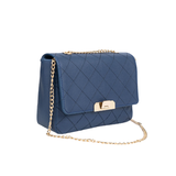 Navy Quilted Chain Shoulder Bag