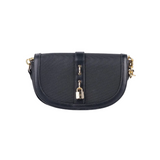 Black Crescent Flap Shoulder Bag
