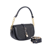 Black Crescent Flap Shoulder Bag