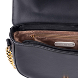 Black Crescent Flap Shoulder Bag