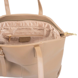 Beige Classic Zip Tote Bag